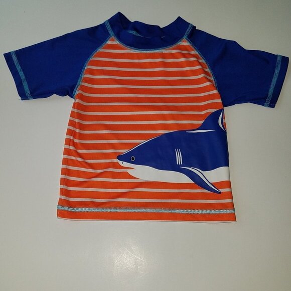 iXTREME Swim Shirt Shorts Baby 18 Months Trunks Rashguard Shark Blue Orange - Picture 2 of 8